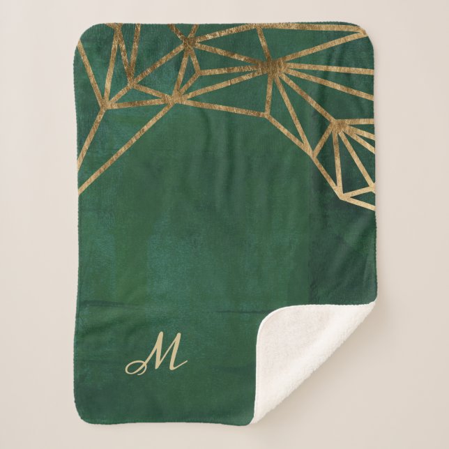 Gold and Green Jungle Web Sherpa Blanket (Front)