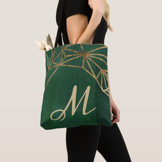 Gold and Green Jungle Web Tote Bag (Close Up)
