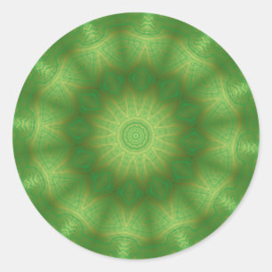 Gold and Green Kaleidoscope Classic Round Sticker