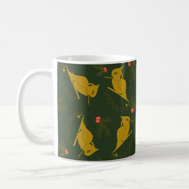 Gold and Green Kookaburra design  Coffee Mug (Left)