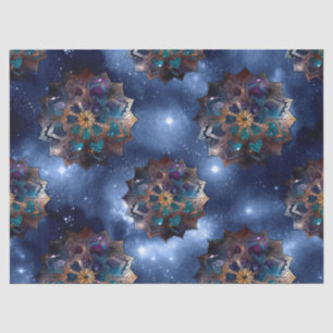 Gold and Green Mandala's on Dark Sky Decoupage Tissue Paper