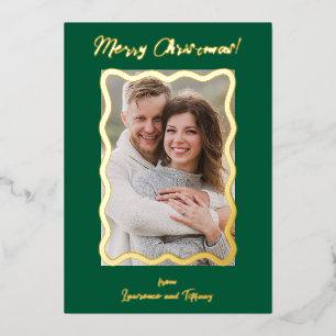 Gold and Green Scalloped Wavy Lines Frame Photo