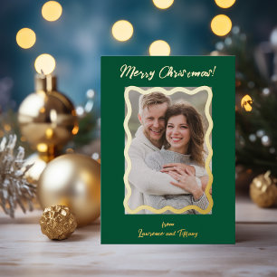 Gold and Green Scalloped Wavy Lines Frame Photo