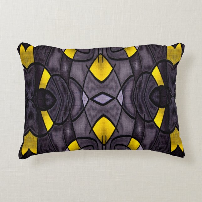 Gold and Grey Abstract Expressionism Decorative Cushion (Front)