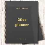 Gold and Grey Business Logo Monogram Planner<br><div class="desc">Gold and Grey Business Logo Monogram Planner Elegant, cool, glamourous and unisex in stylish grey with elegant gold letters. Personalise and add your name. Add your custom logo or image. The name is written with a modern hand lettered style script. Perfect for all Entrepreneurs, small business owners, store owners, consultants....</div>