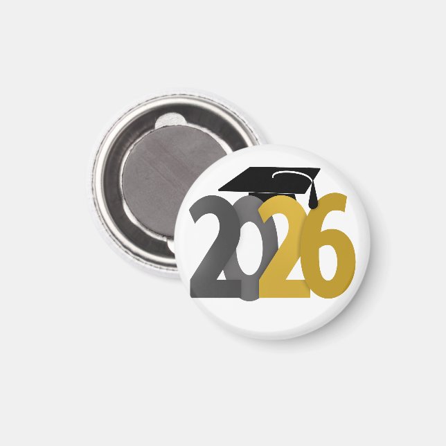 Gold and Grey Class of 2026 Graduation Magnet (Front/Back)