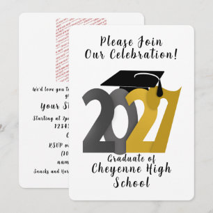 Gold and Grey Class of 2027 Photo Graduation Invitation