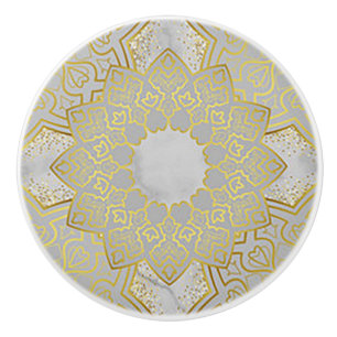 Gold and Grey Medallion Ceramic Knob/Pull Knob