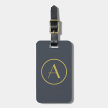 gold and grey personalised monogram luggage tag