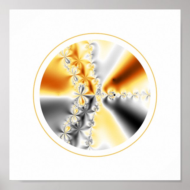 Gold and Grey Symmetrical Fractal Poster (Front)
