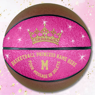 Gold and Hot Pink Basketball Princess Personalised