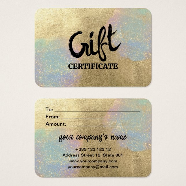 Gold And iridescent Glitter Texture Gift Card (Front & Back)