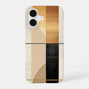 Gold and Ivory Abstract Minimalist Art iPhone 16 Case