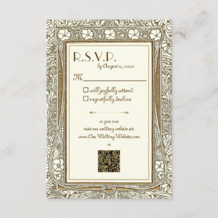 Gold and Ivory Elegant Art Nouveau R.S.V.P. Enclosure Card