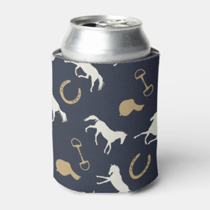 Gold and Ivory English Horses Pattern Can Cooler