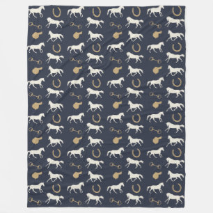 Gold and Ivory English Horses Pattern Fleece Blanket