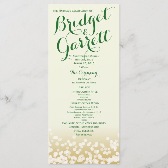 Gold and Ivory Twinkle Lights Programme (Front)