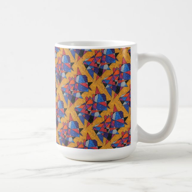 "Gold and Jewels Tiled" Abstract Design Mug (Right)