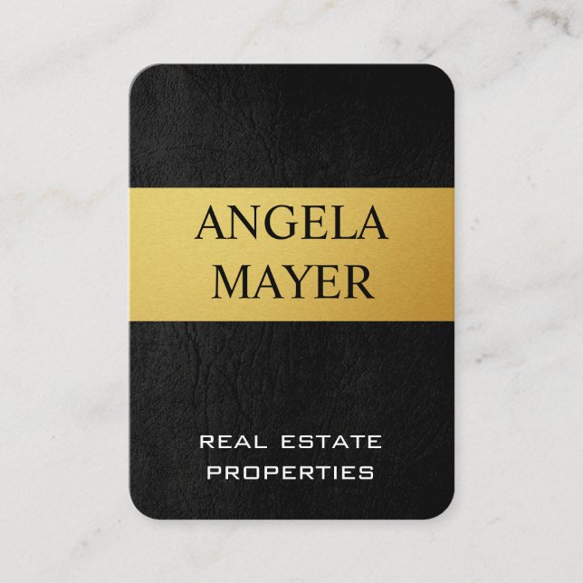 Gold and Leather Business Card (Front)