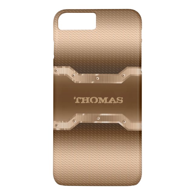 Gold And Light Brown Brushed Metal Look Case-Mate iPhone Case (Back)