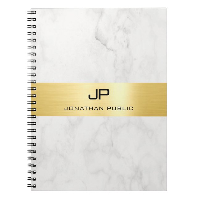 Gold And Marble Elegant Simple Modern Template Notebook (Front)