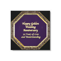 Gold and Marble Happy Wedding Anniversary Canvas