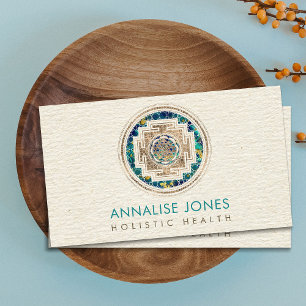 Gold and Marble Sri Yantra  / Sri Chakra Dot Art Business Card