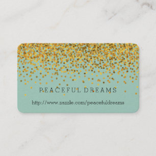 Gold and Mint Confetti Business Card
