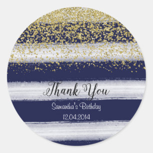 Gold and Navy Birthday Sticker