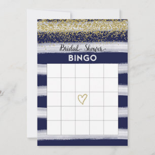 Gold and Navy Blue Bridal Shower Bingo Card