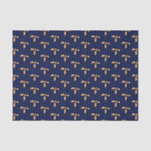 Gold and Navy Blue Christmas Holly Tissue Paper
