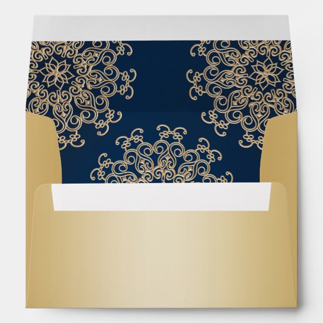 Gold and  Navy Blue Indian Style Envelope (Back (Bottom))