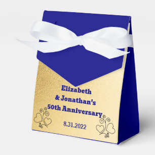 Gold and Navy Blue Wedding Anniversary Photo Favour Box