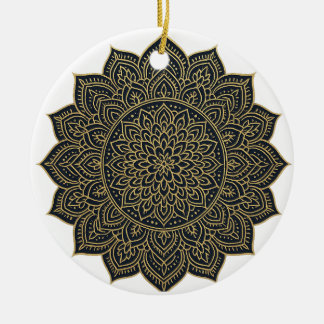 Gold and navy mandala  ceramic tree decoration
