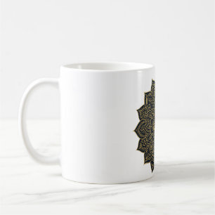 Gold and navy mandala coffee mug