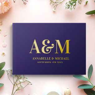 GOLD AND NAVY MONOGRAM MINIMALIST WEDDING  GUEST BOOK