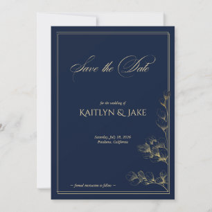 Gold and Navy Save the Date Card