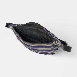 Gold and navy stripes patterned bum bags