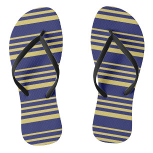 Gold and navy stripes patterned jandals