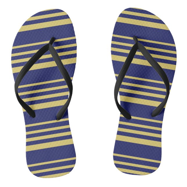 Gold and navy stripes patterned jandals (Footbed)