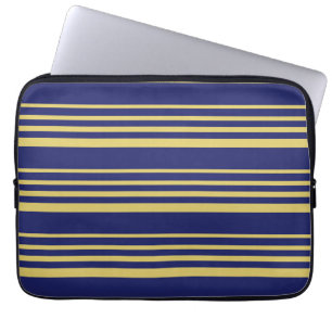 Gold and navy stripes patterned laptop sleeve