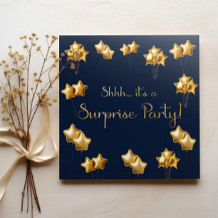 Gold And Navy Surprise 50th Birthday Party Invitation