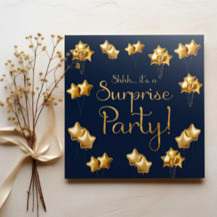 Gold And Navy Surprise 50th Birthday Party Invitation