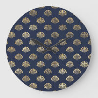 Gold and Navy Vintage Art Deco Flower Pattern 