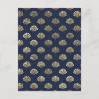 Gold and Navy Vintage Art Deco Flower Pattern 