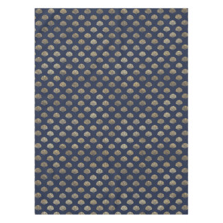 Gold and Navy Vintage Art Deco Flower Pattern Tablecloth