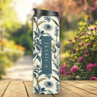 Gold and Navy Vintage Botanic Pattern