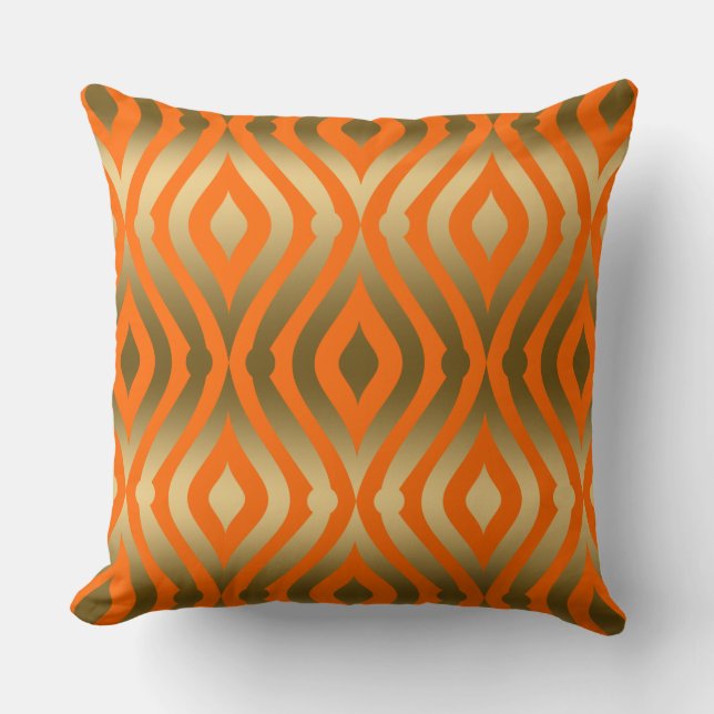 Gold And Orange Geometric Pattern Cushion (Front)