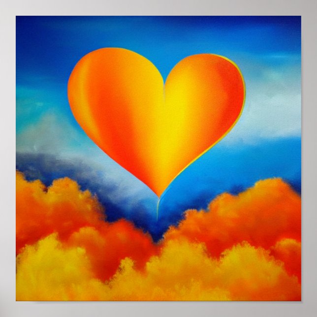 Gold and Orange Heart Balloon Poster (Front)