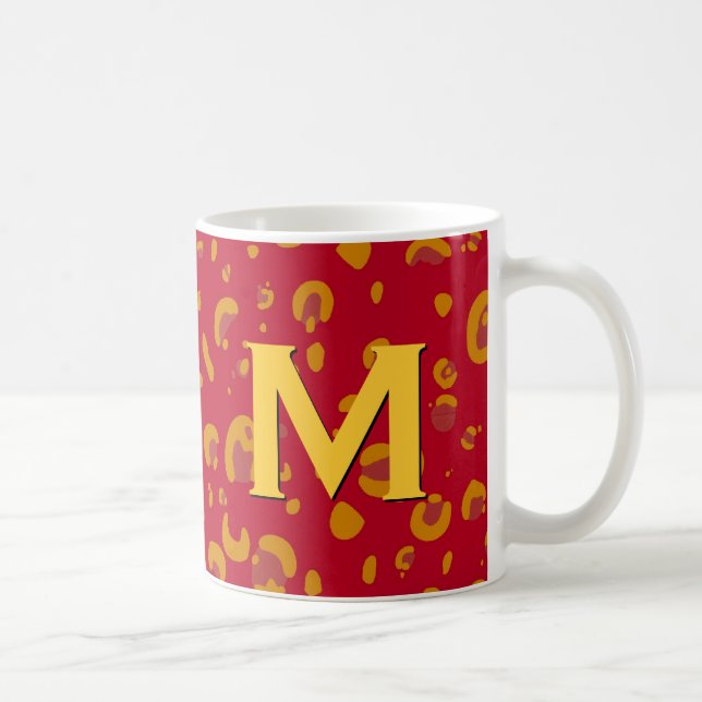 Gold and Orange Leopard Monogram Mug (Right)